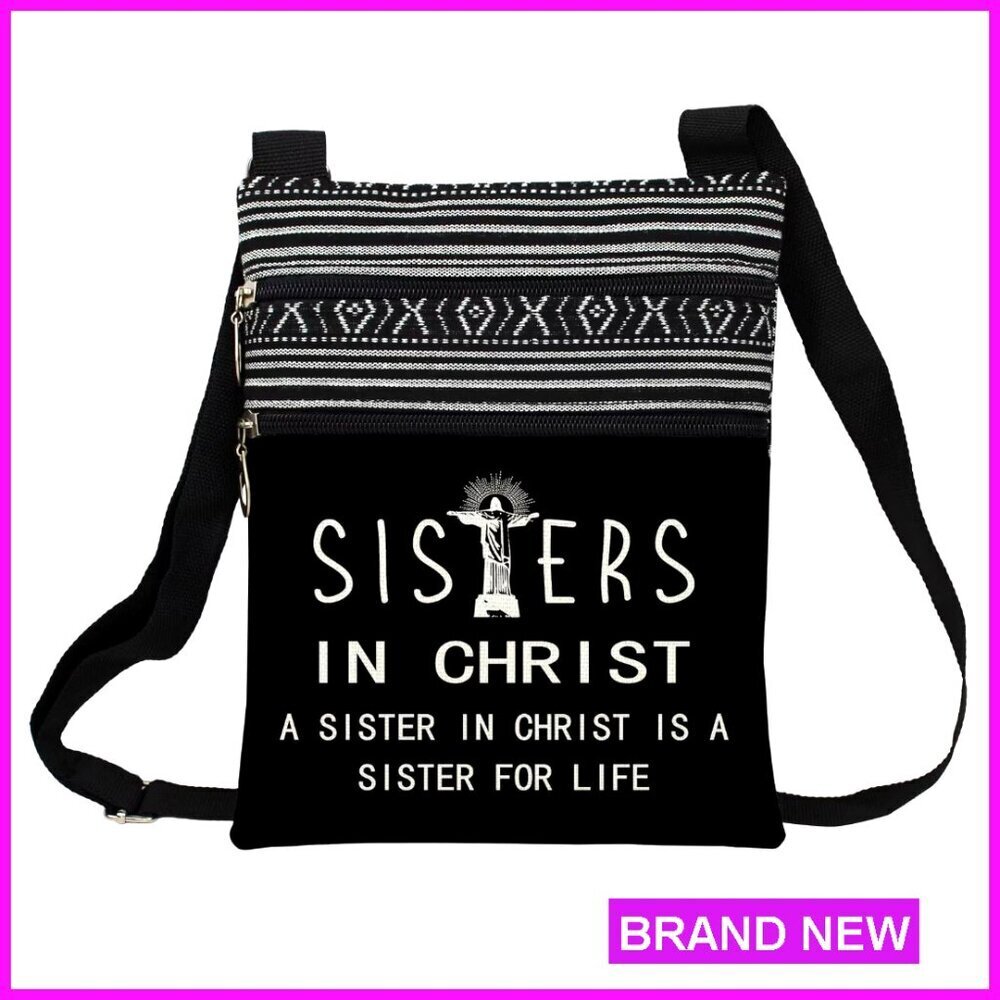 Small Crossbody Bag with Adjustable Strap, Zipper Pockets, Ethnic Pattern